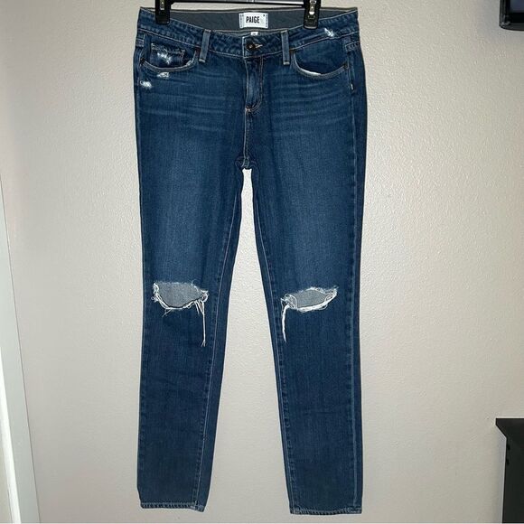 PAIGE Jimmy Jimmy Distressed Skinny Denim Jeans women’s size 28 - Picture 1 of 9